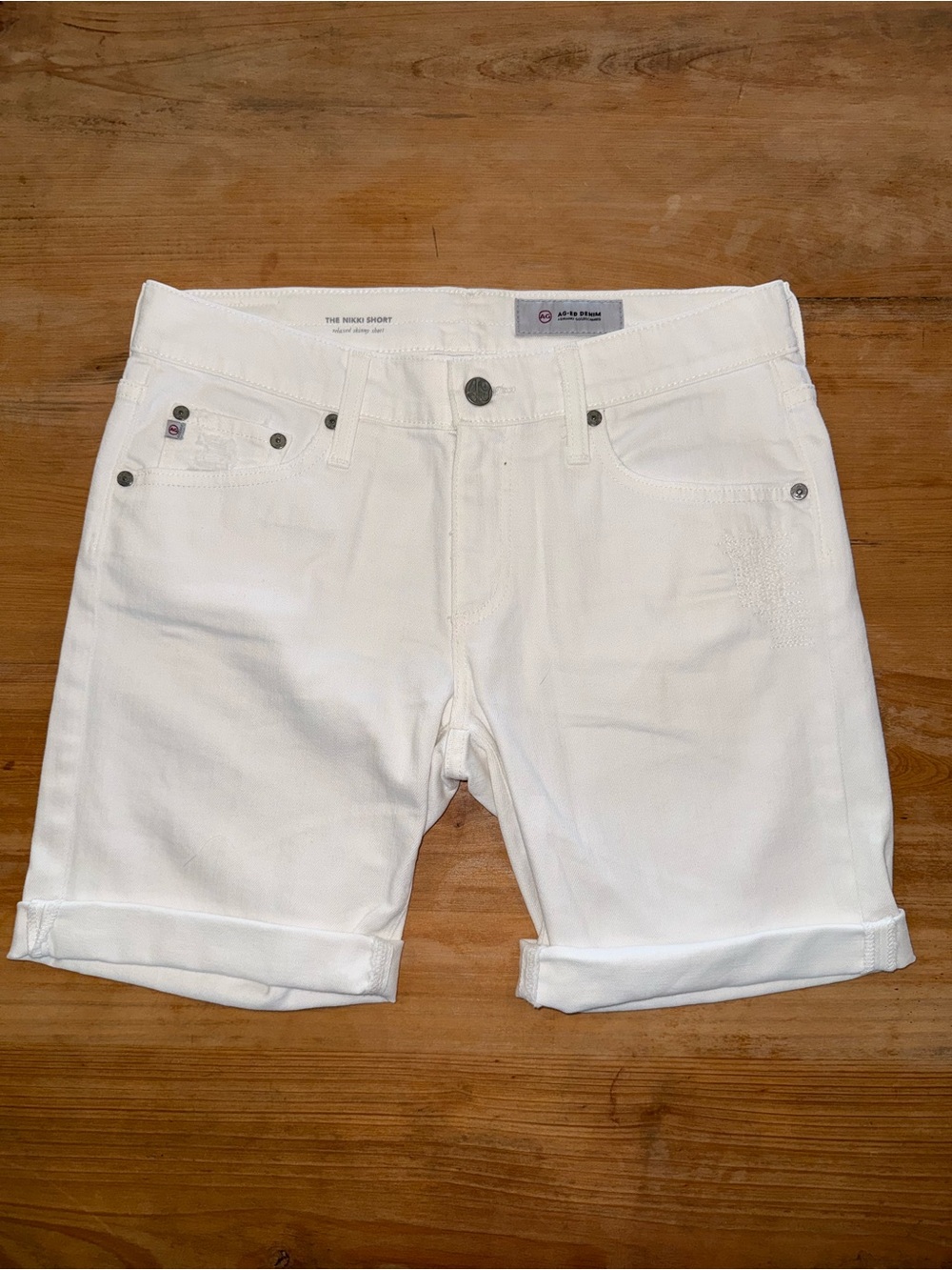 AG Adriano Goldschmied The Nikki White Denim Shorts Size 27